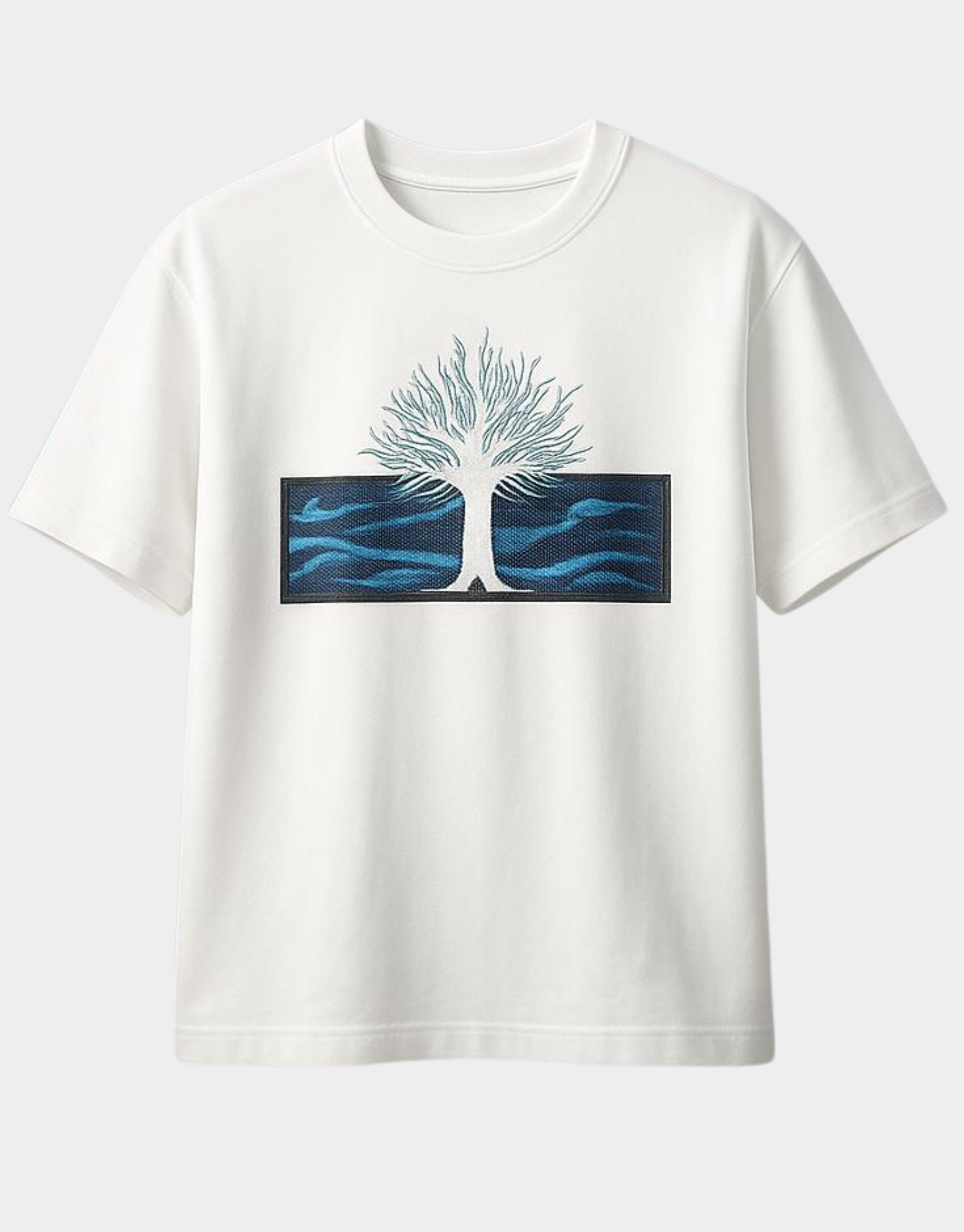 White cotton-blend T-shirt